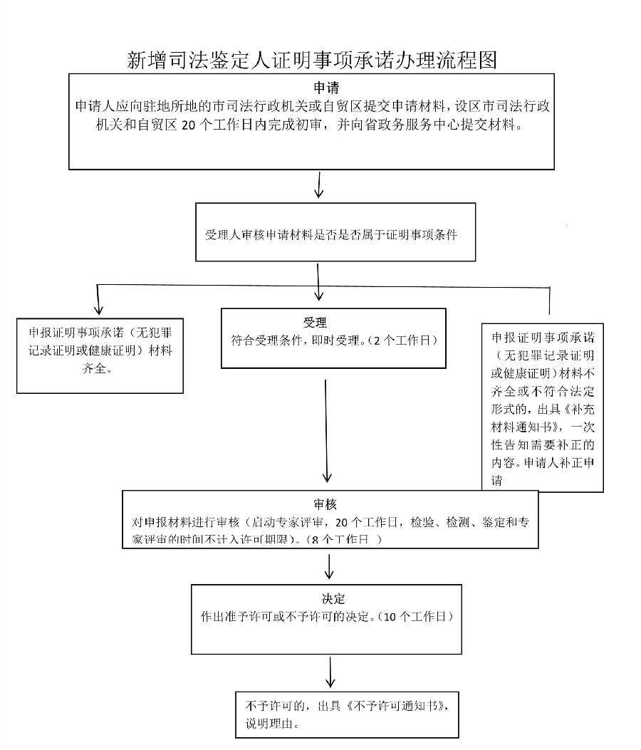 司法鉴定人证明事项承诺办理流程图